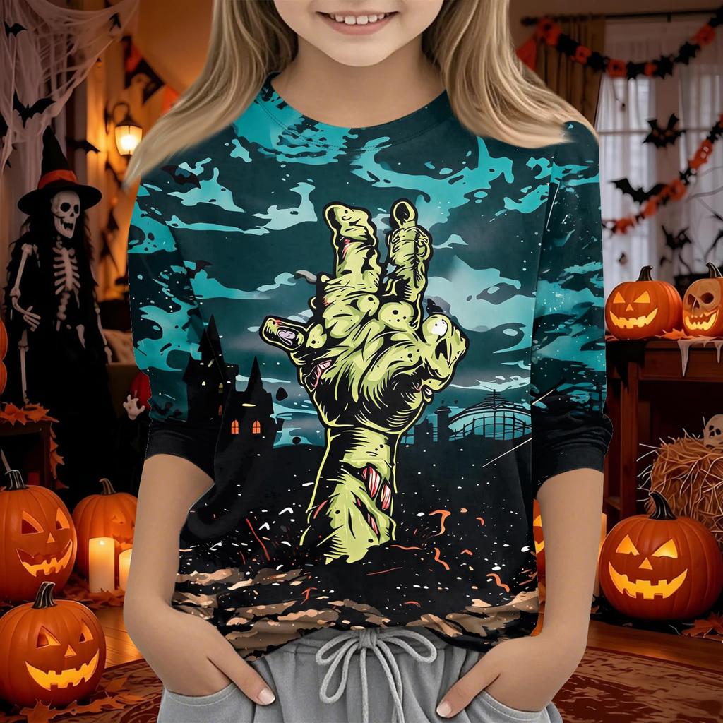 Kids Halloween 3/4 Sleeve T-Shirt for Boys and Girls