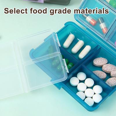 Portapillole Chiusura Sicura con Fibbia 8 Scomparti Dispenser di Pillole con Coperchi Rimovibili Organizzatore di Pillole da Viaggio