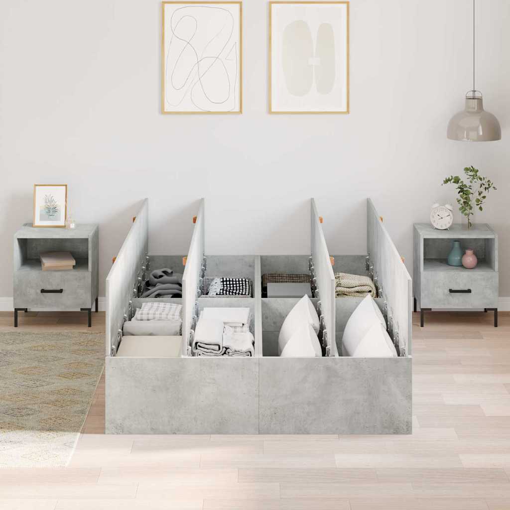Storage Bed Frame Concrete Gray 120 x 190 cm Particleboard