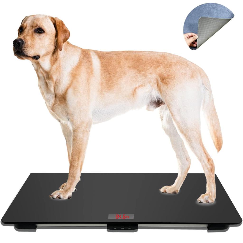 Large scale with maximum weight accuracy suitable for large dogs dog/animal 80x50cm, non-slip pad, 100kg, 10g, black,