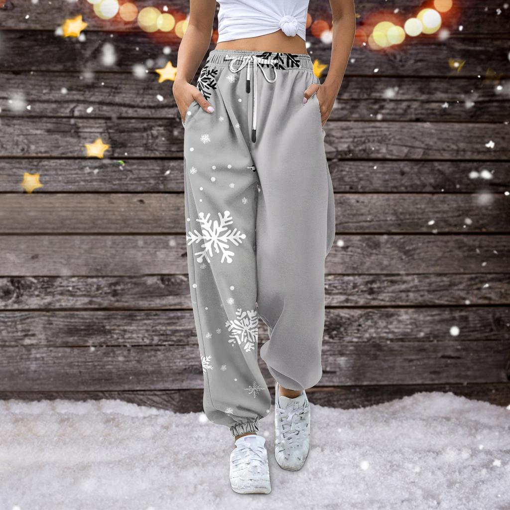 Damen Casual Fashion Jogginghose Weihnachten bedruckte Freizeithose