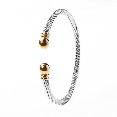 Pulseira torcida em formato de C com fio de aço banhada a ouro 18k joias de casal boutique