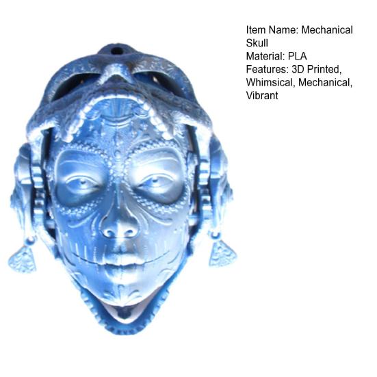 3D Printed Skull Head Statue Gothic Mechanical Skull Model Desktop Ornament for Halloween Home Decoration