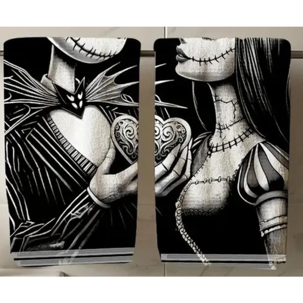 Halloween Decorative Kitchen Towels Microfiber Dish Cloths with Spooky Prints Absorbent Holiday Cleaning Rags for Home Table Decor (40x60cm)