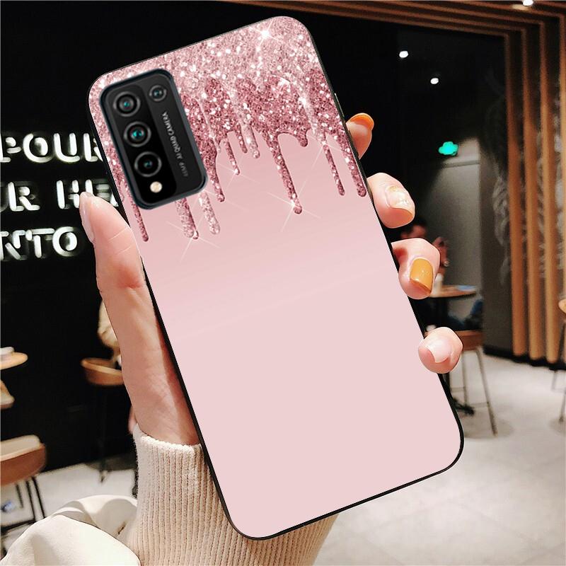 Tropfender Glitzer Rosa Blau Schwarz Telefonkasten für Huawei Honor 50 30 Pro 10X Lite 20 7A 7C 8X 9X Pro 9A 8A 8S 9S 10i 20S 20lite