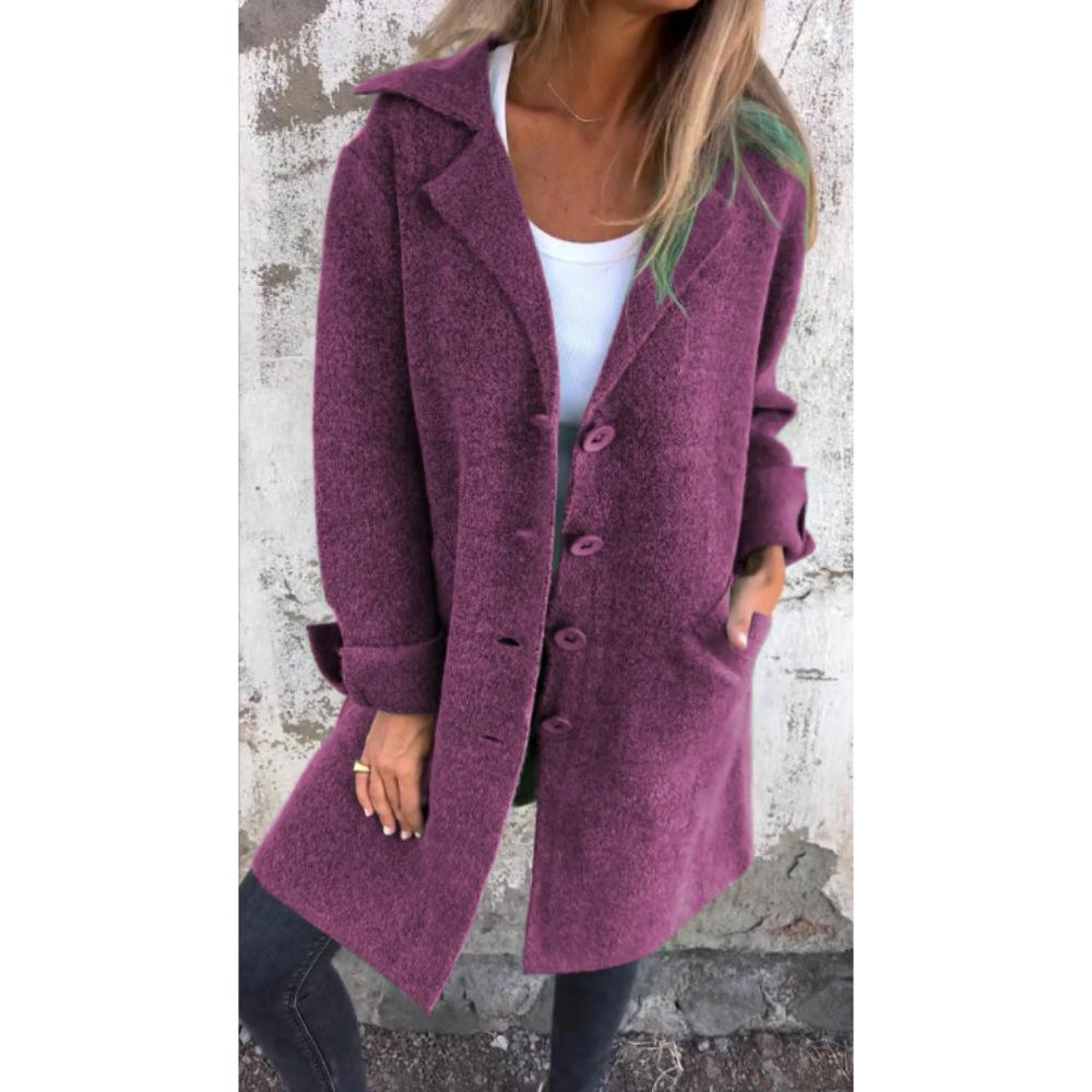 Vintage New Autumn Winter Women's Clothes Trench Casual Solid Long Sleeve Outerwears Vintage Lapel Mid Length Coats Suit Jackets