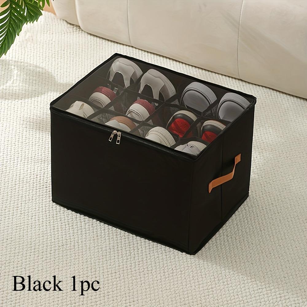 2PC Shoe Organizer 12grids Foldable Oxford Shoe Organizer with Lid Cabinet Organizers Slipper Sneaker Storage Shoe Box Dustproof
