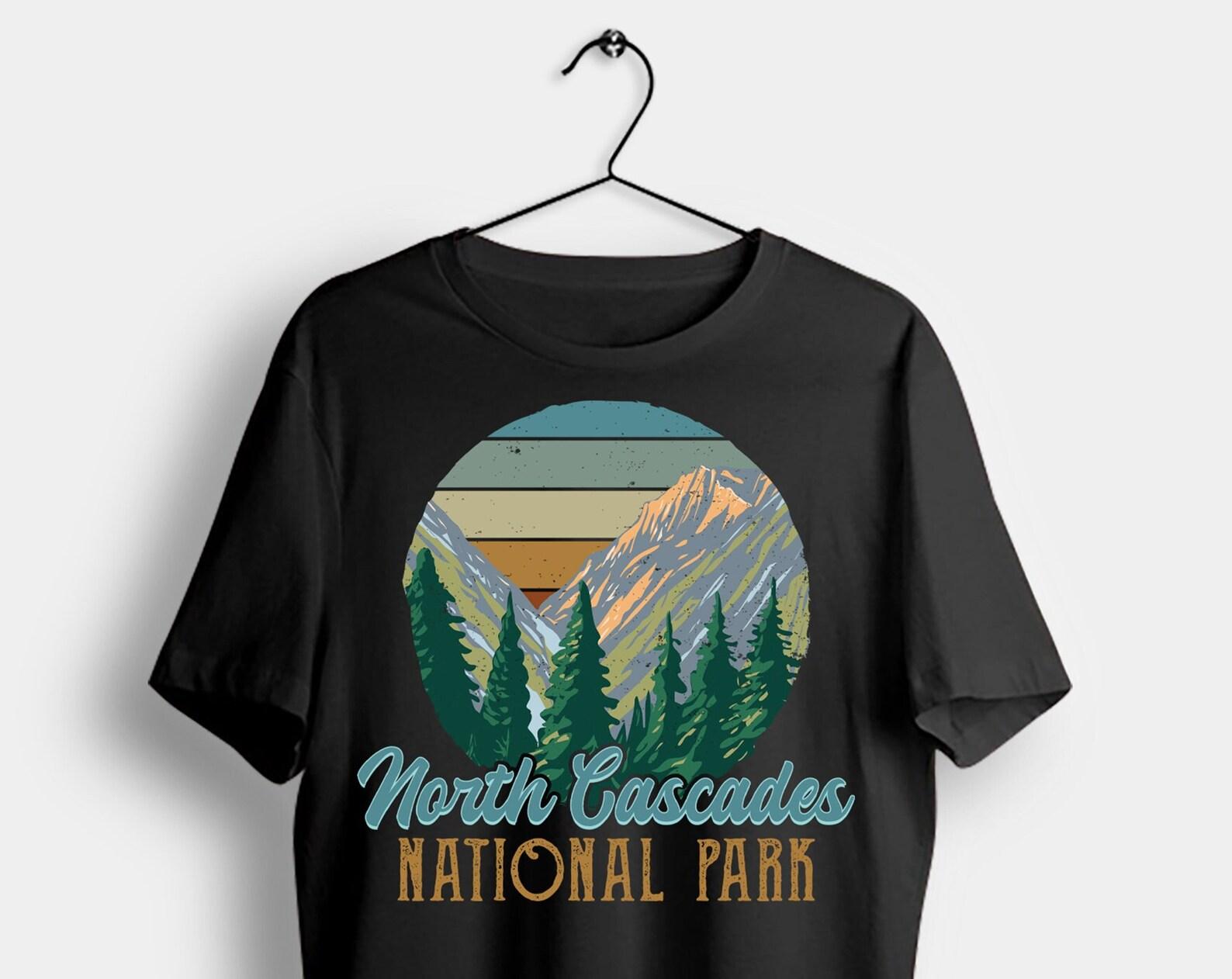 North Cascades National Park US Vintage T-Shirt, USA Washington State Parks Lover Gifts, Adventure Outdoors, Camping Hiking Travel Present, 110