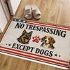 1pc, 2D Flat Printing, Retro Fun NO TRESPASSING Pet Dog Entrance Door Mat, Non-Slip Machine Washable Easy Clean Polyester Carpet, Suitable for Home An
