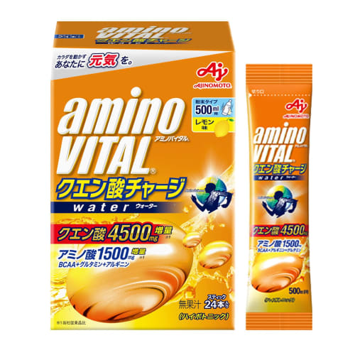 Aminovital Ajinomoto Citric Acid Charge Water, Lemon Flavor, 24 Bottles per Box, 4500mg Citric Acid, 1500mg Amino Acids, BCAA, Sports Drink, Powder, D