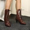 Women's Short Boots, Booties With Side Zipper, Closed Toe, Chunky Mid Heel Shoes