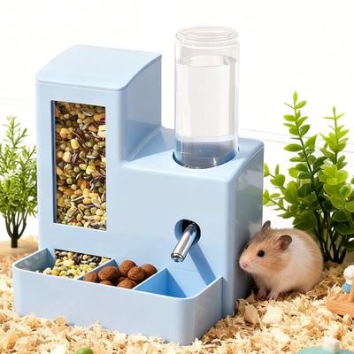 Automatischer Hamsterfutterspender 3 in 1 Futter- und Wasserspender 3-Zellen-Futterstation mit 125 ml Flasche für Zuhause Kaninchen Frettchen Kleintier
