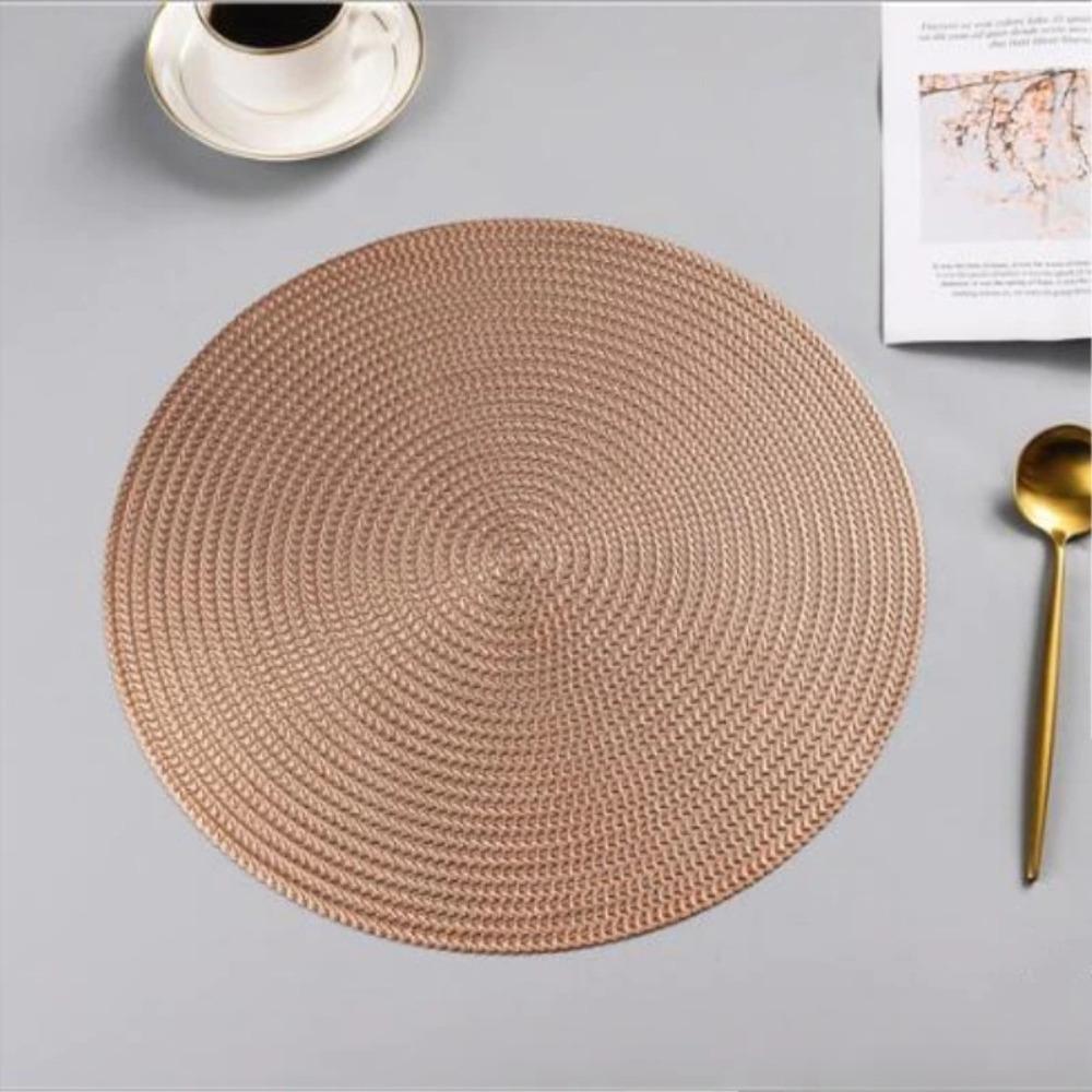2 stk 38CM Rund dekkematte Kjøkken Spisebord Matter Steak Pad Anti-skålding isolasjonsputer Restaurant Home Decor