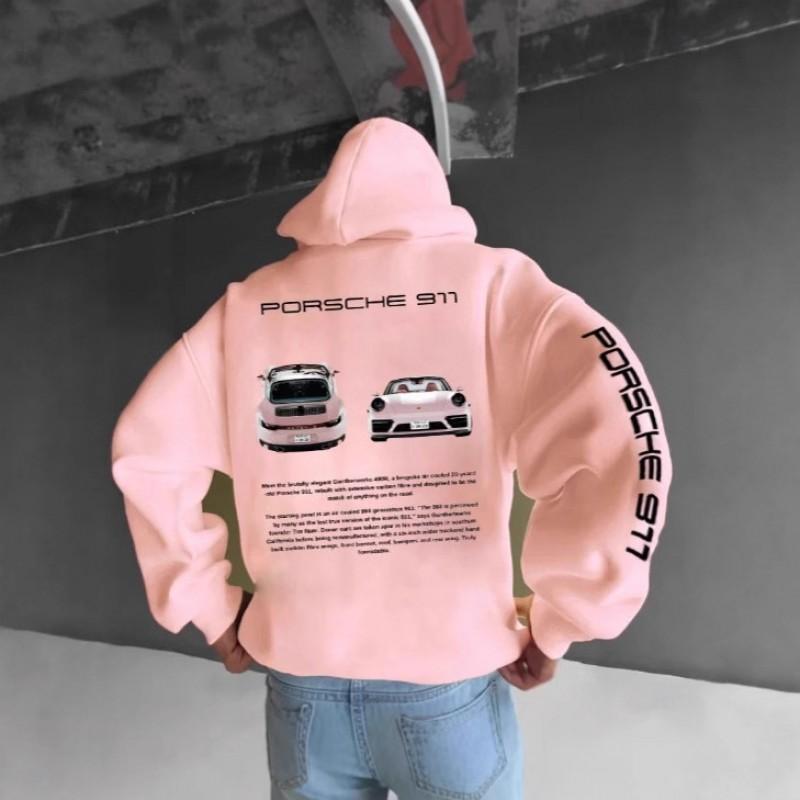 2026 Hooded Sweatshirt Young Unisex Women Car Print Graphic Pullover Loose Fit Daily Wear