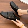 Soft pleated ballet shoes for men and women of the same style, Mueller shoes, square head leather shoes, flat shoes, commuter outer slippers