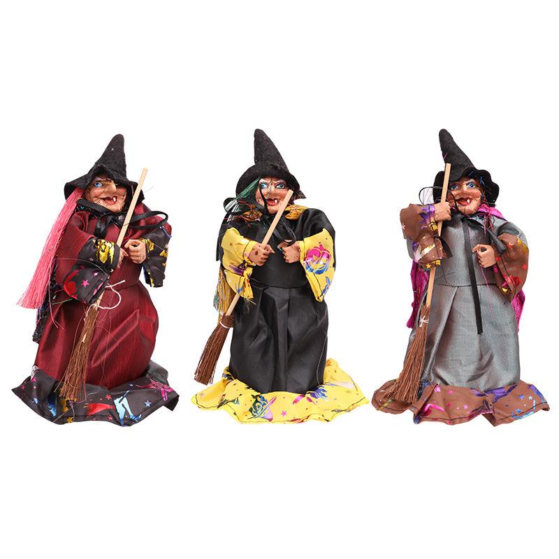 

Хэллоуинская ведьминская сцена украшение маленькие подарки, реквизит для вечеринки, метлы, фигурки ведьм (3 mixed colors)