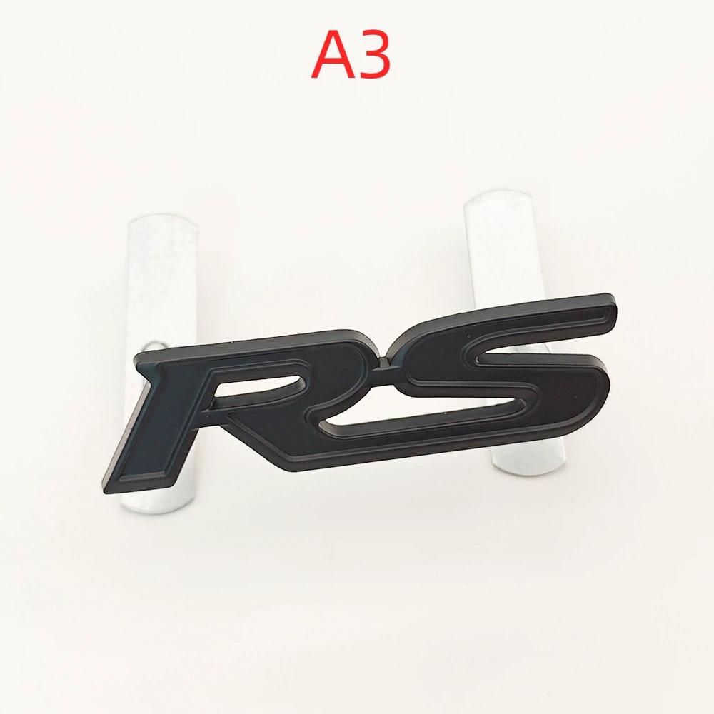 3D Metal Car Front Grille Emblem RS Logo Badge Rear Trunk Fender Sticker