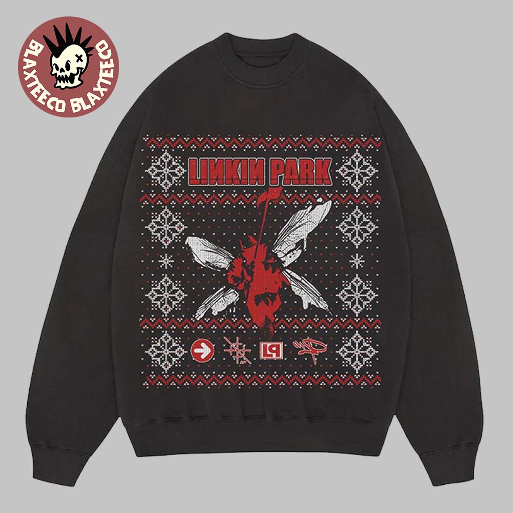 Linkin Park Hybrid Theory Festive Christmas Pattern Holiday Sweatshirt