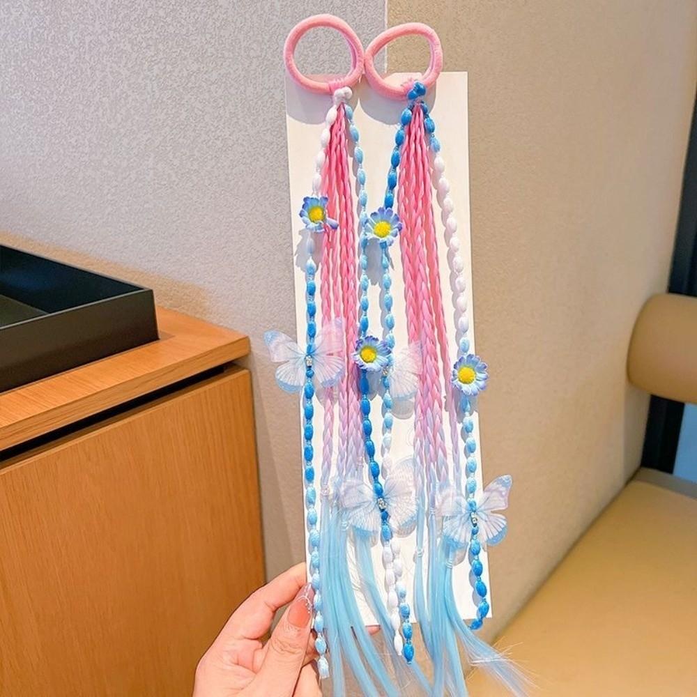 Adjustable Colorful Wigs Ponytail Rubber Band Elastic Hair Ornament Cute Braided Head Rope Daily