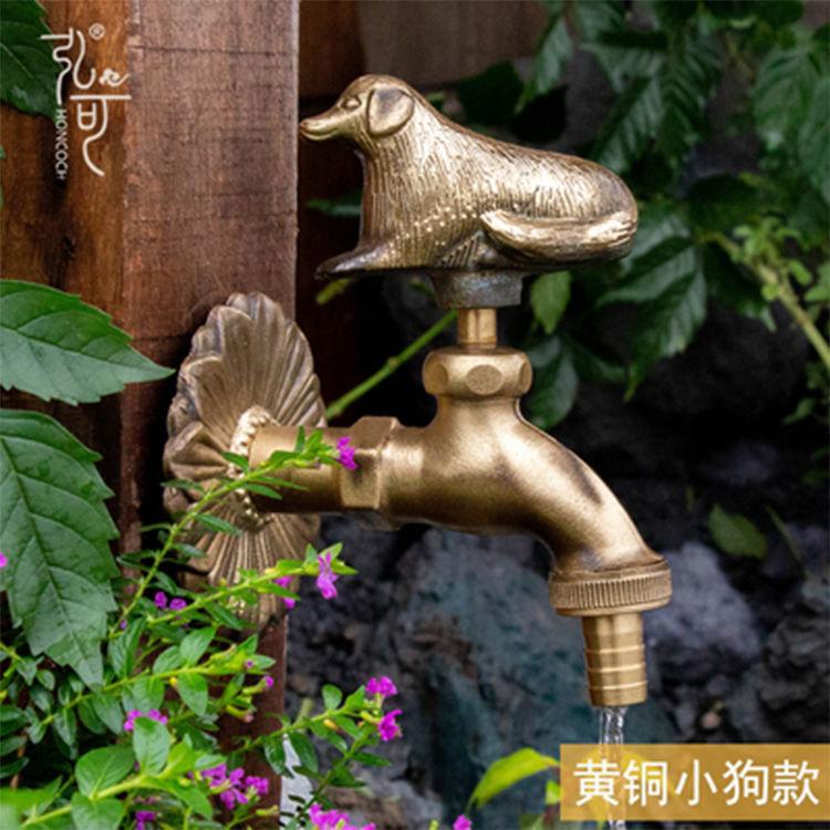 Rubinetto da Giardino Retrò Ottone Antico Scuola Materna Montaggio a Parete Animale Rubinetto Acqua Fredda Rubinetto per Lavabo
