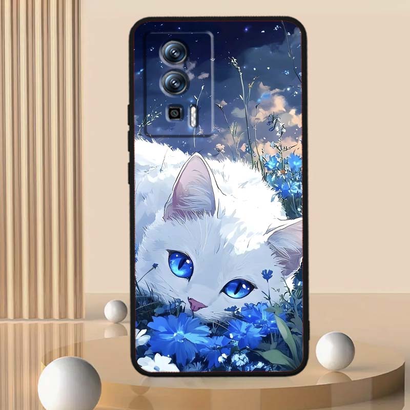 Cartoon Cat Cute For Xiaomi Redmi 12 13C 12C 13 10C 9T A2 9A 9C 7A Note 10S 8T 10 9 8 Pro 4G 5G Black Phone Case