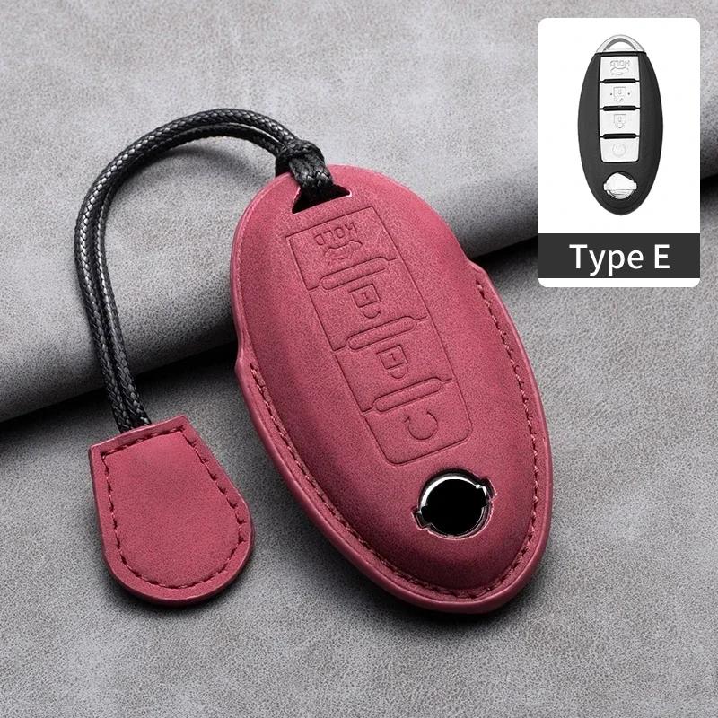 Leather Car Remote Key Case Cover Shell for Nissan Versa Maxima Altima Rogue Armada Sentra Murano for Infiniti FX35 QX60