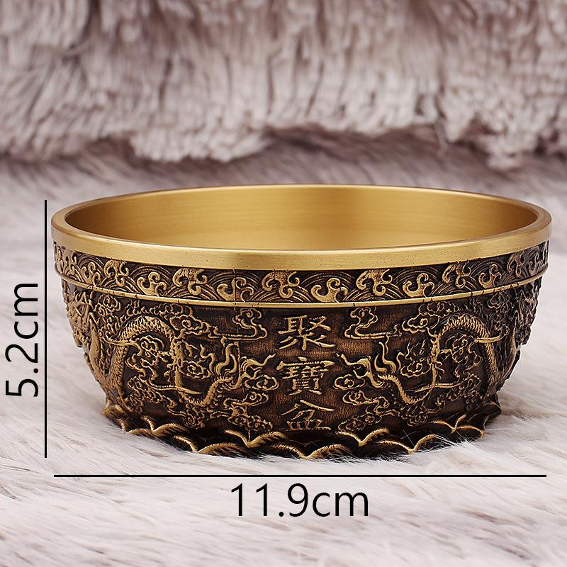 

Creative Copper Double Dragon Pattern Cornucopia Decoration, Home Living Room, Shop Opening for Buddha Supplies, Decor Bowl, 1Pc