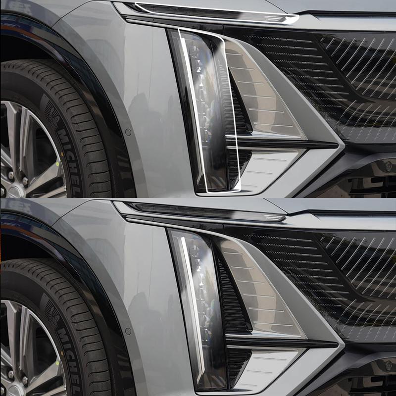 For Cadillac LYRIQ 2022-2026 Smoke Black High-Gloss Pre-Cut Headlight Protection Film TPU PPF Anti-Scratch Car Vinyl Wrap Kit