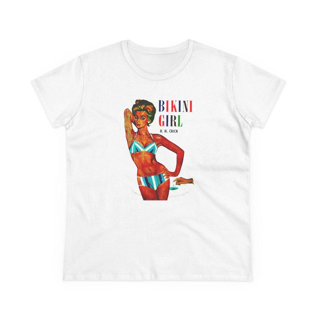 60s Bikini Girl Womens T-shirt Retro Vintage Beach Party Pinup 60s Tee Surfing