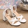 Fashion 2025 Summer Brand Elegant Women Office Sandals Fashion Hot Sale Med Chunky Heels Lady Elegant Dress Shoes Dress Sandals Women