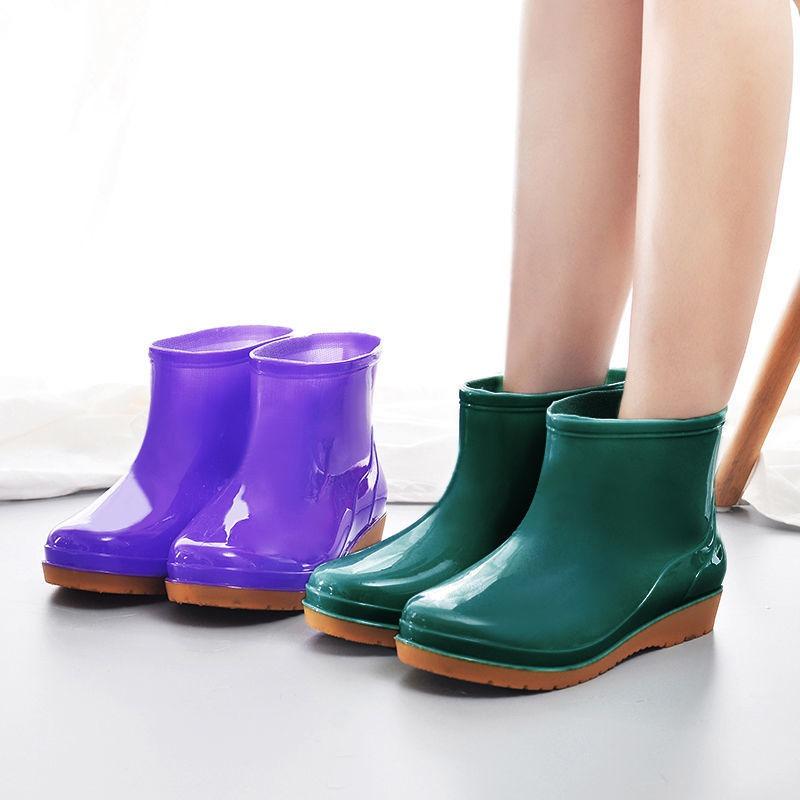 Rain Shoes Women's Short Tube Fashion Non-slip Rain Boots Adult Water Shoes Wear Water Boots Waterproof Shoes Warm and Cotton
