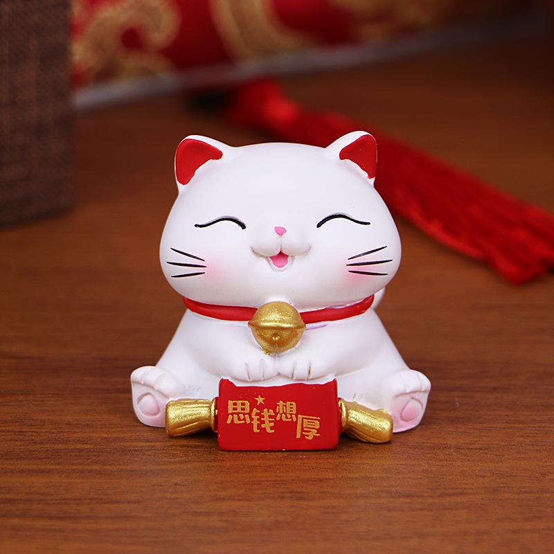 Mini Cute Beckoning Cat Ornament for Desk, Car Console, or Interior Decoration