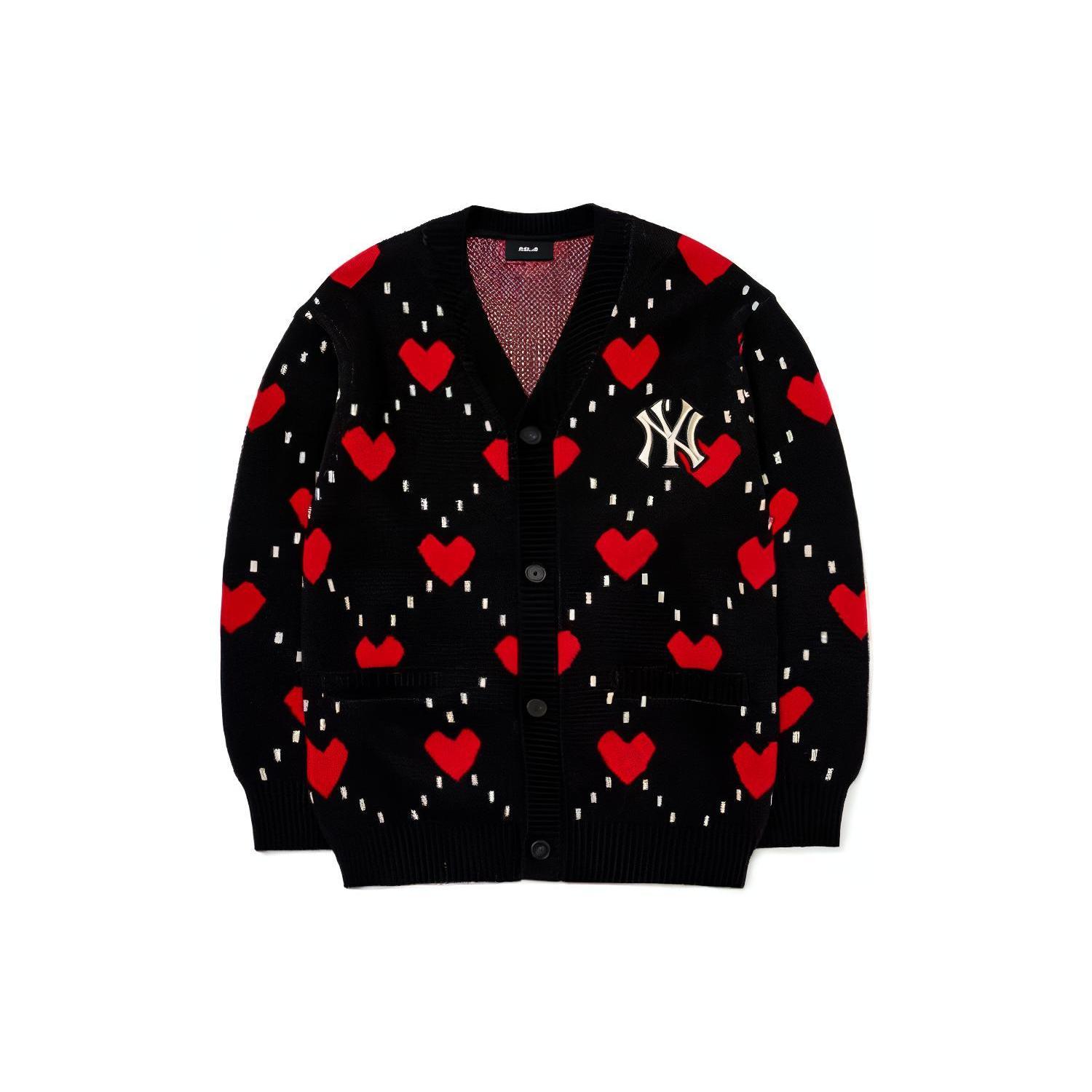 MLB Knitwear Unisex Black V neck Moderate Cardigan 3AKCH0224-50BKS M