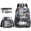 Large Capacity Schoolbag with Shoulder Strap; Student Three-piece Pencil Case Set