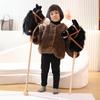 Creative Cartoon Kids Horse Head Riding Stick Plush Toy No Wheels Trojan for Toddler Holiday Gift