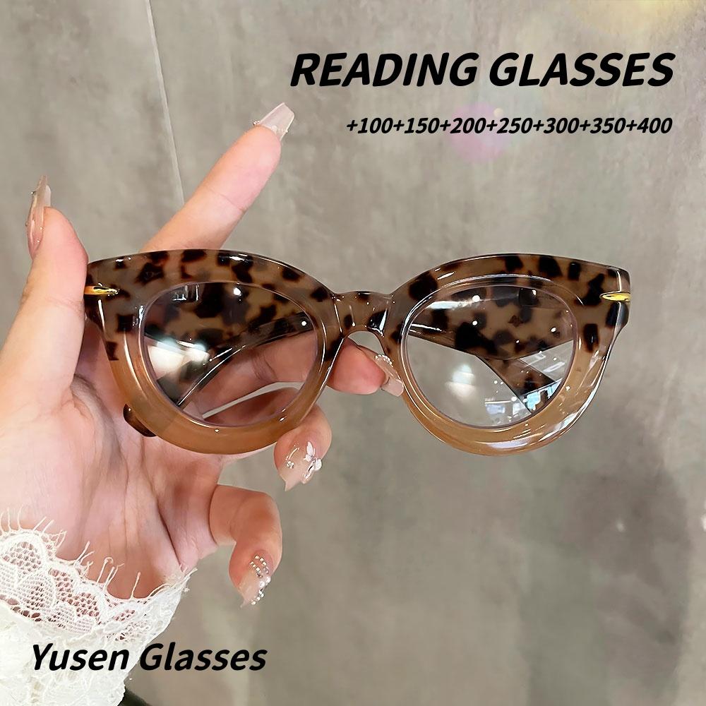 

Women s Fashionable Cat-Eye Reading Glasses, 1.0X-4.0X Prescription, Anti-Blue Light, Retro Tortoiseshell Frame +400