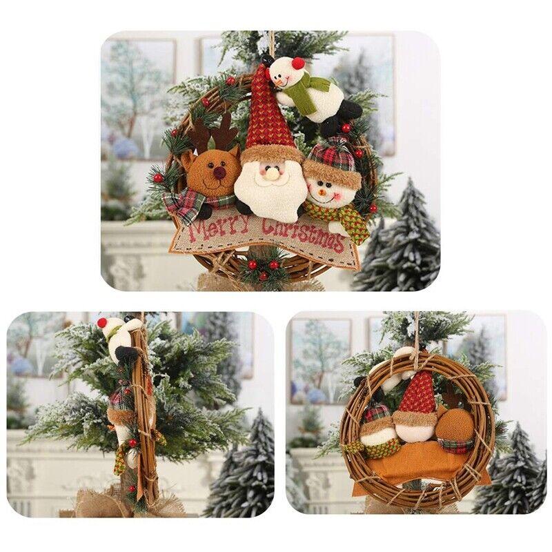 Weihnachtsrebenkranz, Girlande, Weihnachtsmann, Schneemann, Bär, Elch, hängende Ornamente für Weihnachtsbaum, Tür, Wanddekoration