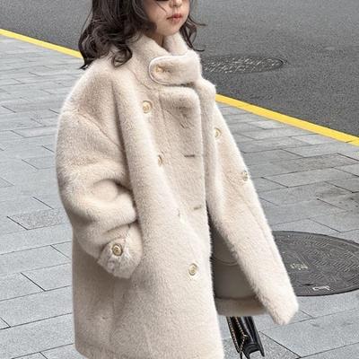 Jachete din imitație de catifea de nurcă Fete Toamnă Iarnă Largi Albe Casual Pulover Palton Jachetă Copii