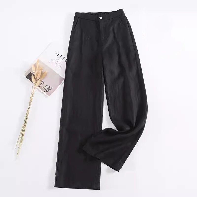 Women's High Waist Linen Wide-Leg Pants - 2026 New Style, Slimming, Casual, Cropped, and Straight Leg.