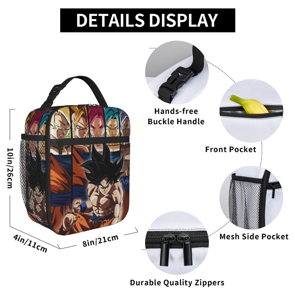 Goku Plus Shenron Borsa Termica per Pranzo Borsa Frigo Riutilizzabile, Contenitore per Pranzo Kakarot DBZ Borsa Spaziosa Porta Pranzo Borsa per Cibo Lavoro Gite