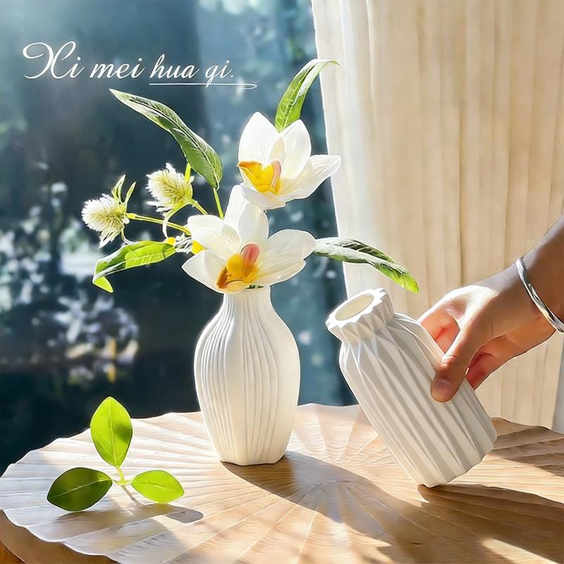 White Ceramic Vases Modern Minimalist Style Vasen Ornaments Home Desktop Room Decorations Hydroponic Flowers Pot Photo Props