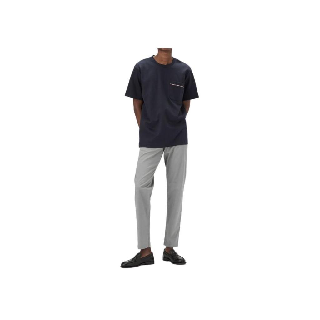 Tommy Hilfiger Solid Color Crew Neck Comfortable Short Sleeve T-Shirt Men Tops Navy-Blue MW38922-DW5