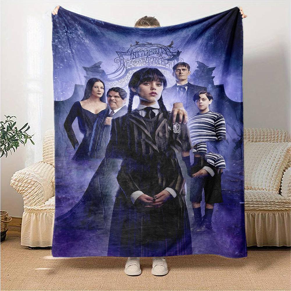 1pc Addams Family Wednesday4 Blanket, Gift, for Men and Women, Soft Blanket, Good for Sofa Bed Couch Travel, Lightweight Flannel Blanket