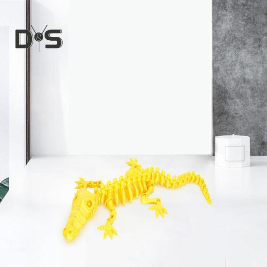 3D Printed Skeleton Crocodile Figurine Movable Joints Bone Crocodile Figure Articulated Animal Model Toy Home Office Desktop Decoration Ornament