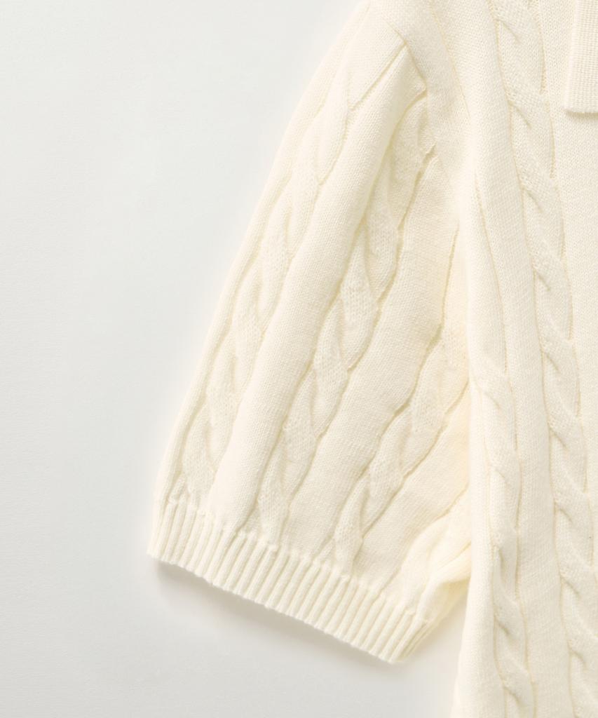 Seteo (W) Cable Collar Half Knit Cream