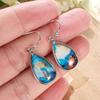 Silver Plated Oyster Turquoise Teardrop Drop Earrings, Natural Stone Boho Earrings for Women