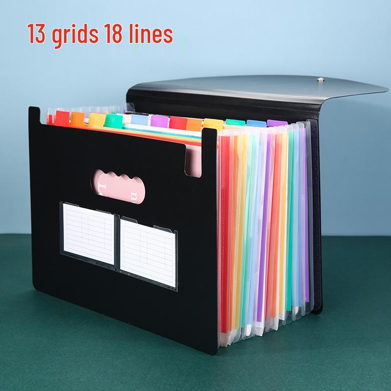 A4 Accordion File Folder with 25 Pockets, Color Inner Pages, and Lanyard Flap (PP Material)
