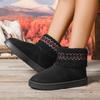 Large Size Cotton Shoes for Women, Winter Ethnic Style, Worn Outdoors with Warm Fleece and Thick Soled Snow Boots