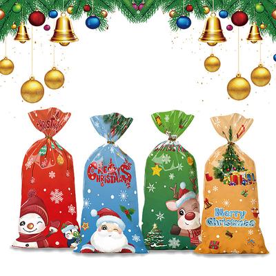 50 uds Bolsas de Dulces Navideños Bolsa de Regalo de Papá Noel Muñeco de Nieve Celofán Galleta Empaquetado Navideño Decoración 2024 Noel Regalo