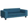 Vidaxl Sofa Dziecięca Z Podnóżkiem, Niebieska, 100X50X30 Cm, Aksamit